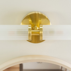 Canya 2 Way IP44 Frosted Reeded Glass Wall Light and Warm LED Bulb - Gold by ValueLights