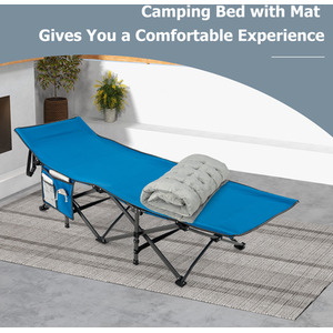 Outdoor Camping Cot Pads Velvet Sleeping Mattress - Grey by Costway
