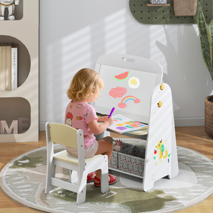 4-in-1 Kids Art Easel - White & Natural by Costway