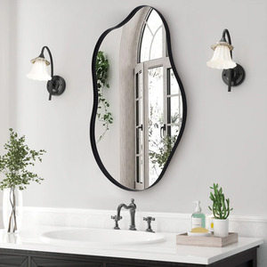 Cloud-Shaped Iron Frame Explosion-Proof Wall Mirror - Black by Livingandhome