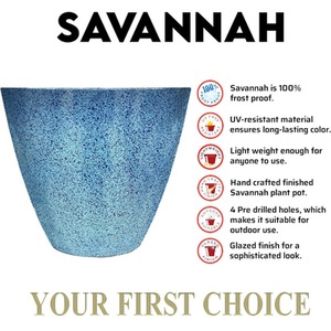 Set of 2 Glazed Effect Savannah Planters - Ocean Blue