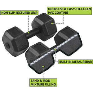Set of 2 Dumbbells for Strength Training Aerobic - Black / 12kg by Yaheetech