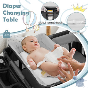 5-in-1 Baby Playard Diaper Changing Table - Grey by Costway