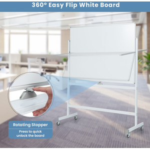 Mobile Whiteboard with Grid Patter Board - White by Costway