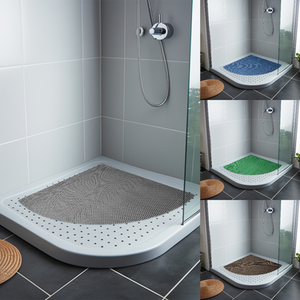 Reversible Dual-Colour Corner Shower Quadrant Mat - Blue/ Green / 60cm x 60cm by Nicoman
