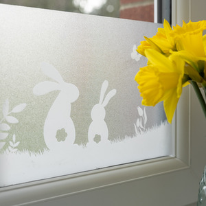 dc fix Spring Border Lovely Rabbits Static Cling Vinyl for Windows - white by d-c-fix
