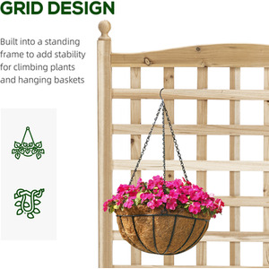 Outsunny Raised Garden Bed with Trellis Planter Box - Natural by Outsunny