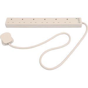 My Home 6 Way Surge Protected Extension Lead 1m - White by My Home