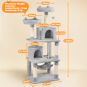 Yaheetech Large Cat Tree House with Scratching Posts - Light Grey / 158cm by Yaheetech