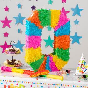 Number 0 Cardboard Pinata, Stick and Blindfold Set - Multi by Fax Potato