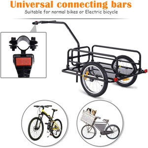 HOMCOM Folding Bicycle Cargo Storage Cart and Luggage Trailer with Hitch Black - Black by HOMCOM