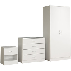 Riano Trio Bedroom Set - White / 76cm / MDF by Vida Designs
