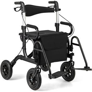 2-in-1 Foldable Rolling Walker Wheelchair Combo by Costway