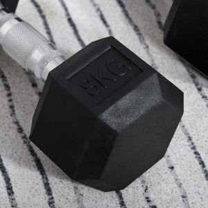 HOMCOM Hex Dumbbell Rubber Weights Sets - Black-2x8kg / 16.2kg by HOMCOM
