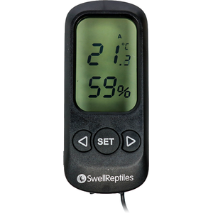 Swell Reptiles Digital Thermometer Hygrometer with Alarm - Black by Swell Reptiles