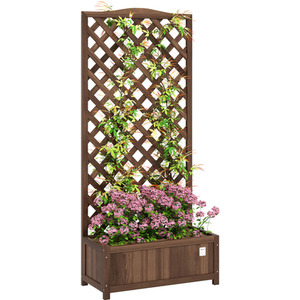 Outsunny Garden Wooden Planter Box with Trellis by Outsunny