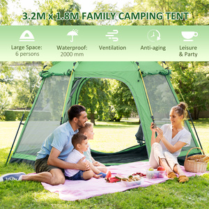 Outsunny 6 Person Camping Tent Pop-up - Green, Black by Outsunny