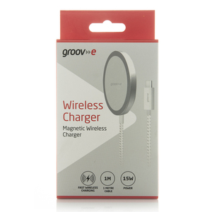 Magnetic Wireless Charger 15W - White by Groov-e