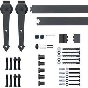 HOMCOM Sliding Barn Wood Door Kits - Brown by HOMCOM