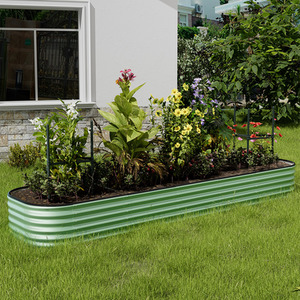 Silver Galvanized Steel Oval Raised Garden Bed by Livingandhome