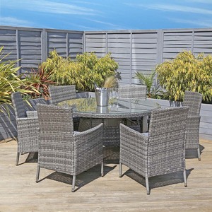 Garden Outdoor 6 Piece Rattan Dining Set Grey - Grey by Charles Bentley