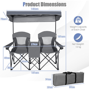 Double Sunshade Folding Chairs by Costway