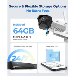 Reolink 4K Duo 2 WiFi 180 Degree AI Smart Cam and 64GB MicroSD Card - White by Reolink