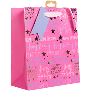 Pack of 4 Pink Medium Birthday Gift Bags - Pink
