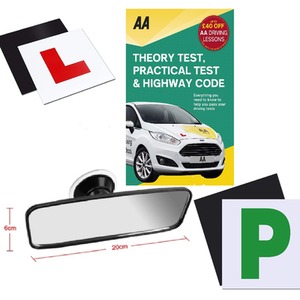 Car Learner Kit L P Plates, Rear Mirror, AA Test Book - Mixed by ShaniTech