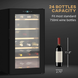 HOMCOM 24 Bottles Wine Fridge with Glass Door Digital Touch Screen LED Light - Black by HOMCOM