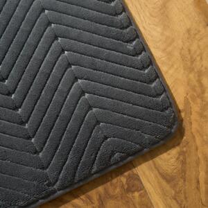 Chevron Embossed Non-Slip Bath Mat - Charcoal Grey by OHS