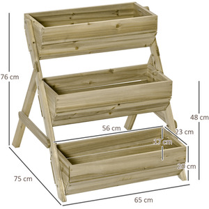 Outsunny 3 Tier Raised Garden Bed Wooden Elevated Planter Box - Green by Outsunny