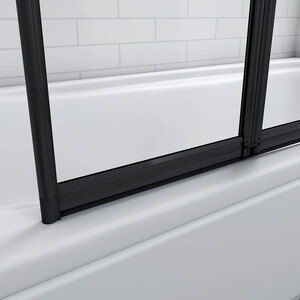 Black Framed Folding Bath Screen - Matt Black / 18.5kg by AicaBathroom