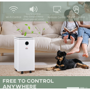 HOMCOM Portable Dehumidifier with WiFi Smart App Control for Home Laundry - White, Black by HOMCOM