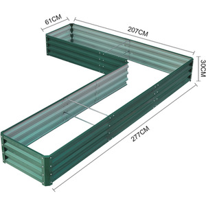 L-Shaped Galvanized Steel Raised Garden Bed - Dark Green by Livingandhome