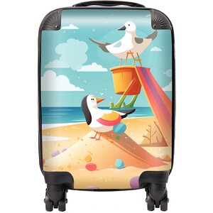 Seagulls On A Beach Holiday Suitcase - Yellow / 29l by Warren Reed - Designer