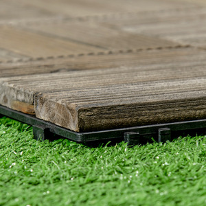 Outsunny 27 Pcs Wooden Interlocking Decking Tiles - Charcoal Grey by Outsunny