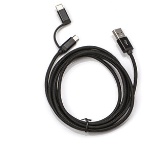 2 in 1 Micro Type C to USB Braided Cable - Black