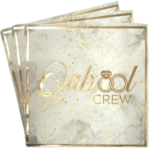 Qabool Crew Party Napkins Grey Gold - WHITE by Peacock Supplies
