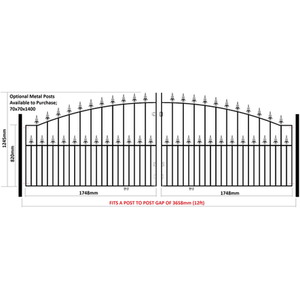Saxon Arched Spear Top Double Metal Driveway Gate by Burbage Iron Craft