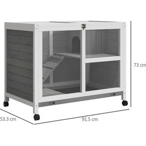 PawHut Wooden Pet Hutch Small Animal Cage - Grey by PawHut