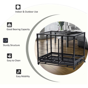 PawHut Metal Heavy Duty Dog Cage - Black / 76cm / 109cm by PawHut