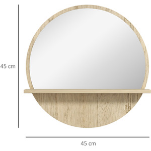 kleankin Round Bathroom Mirror with Shelf Wall Mounted Makeup Mirror by kleankin