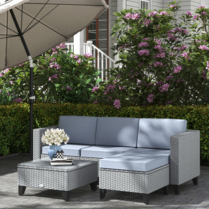Outsunny 5 Pieces Patio Garden Rattan Furniture Set - Grey by Outsunny