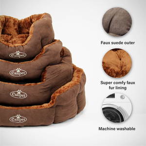 Deluxe Faux Fur Dog Bed in Chocolate Brown - Brown / L by Actiaspet