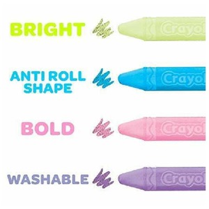 Childrens Crayola Box of 24 Sidewalk Washable Anti-Roll Bright Coloured Chalks - Multicoloured by Crayola
