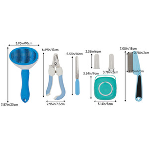 7-Piece Dog Grooming Kit - Blue by Livingandhome