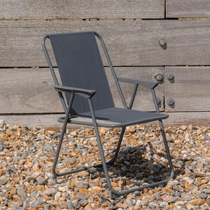 Folding Metal Camping Garden Chair - Grey