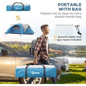 Outsunny 3000mm Waterproof Camping Tent with Porch and Sewn in Floor by Outsunny