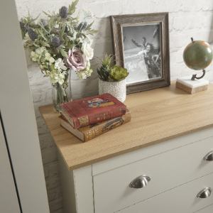 Lancaster 3 Piece Bedroom Set - Wardrobe, Chest of Drawers, Bedside - Cream by GFW